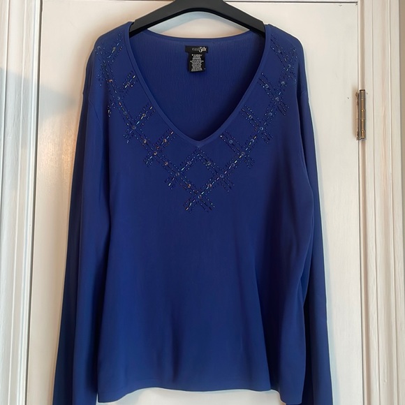 East 5th Long Sleeve Beaded V-Neck Sweater XL - Picture 1 of 4